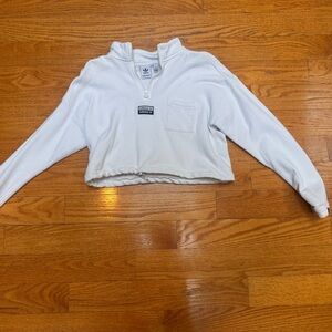 💜adidas White Cropped Quarter-Zip Hoodie